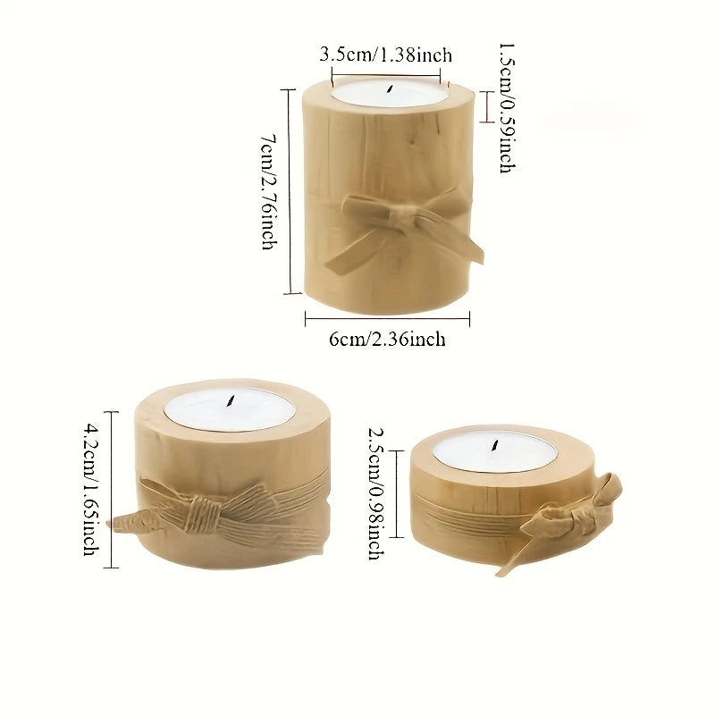 3pcs Wooden Candle Holder / Flowerpot Set