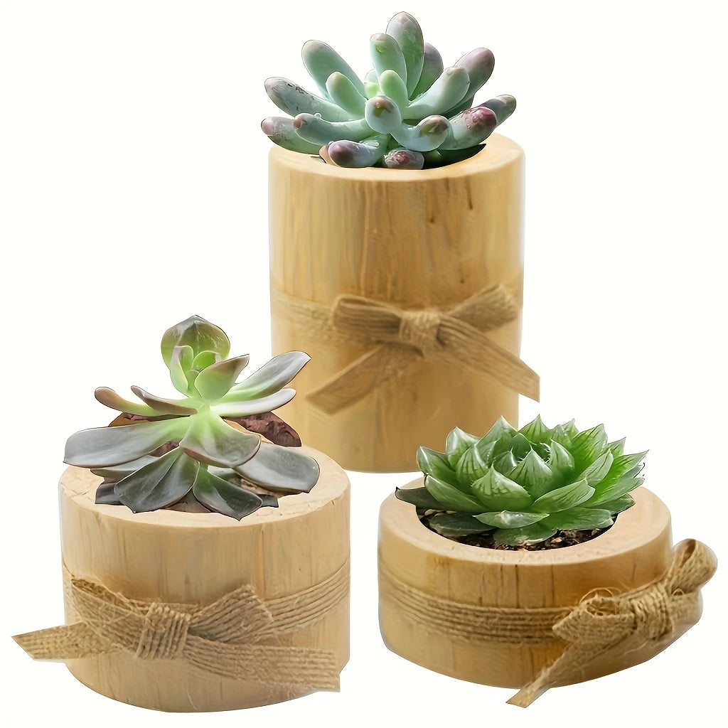 3pcs Wooden Candle Holder / Flowerpot Set