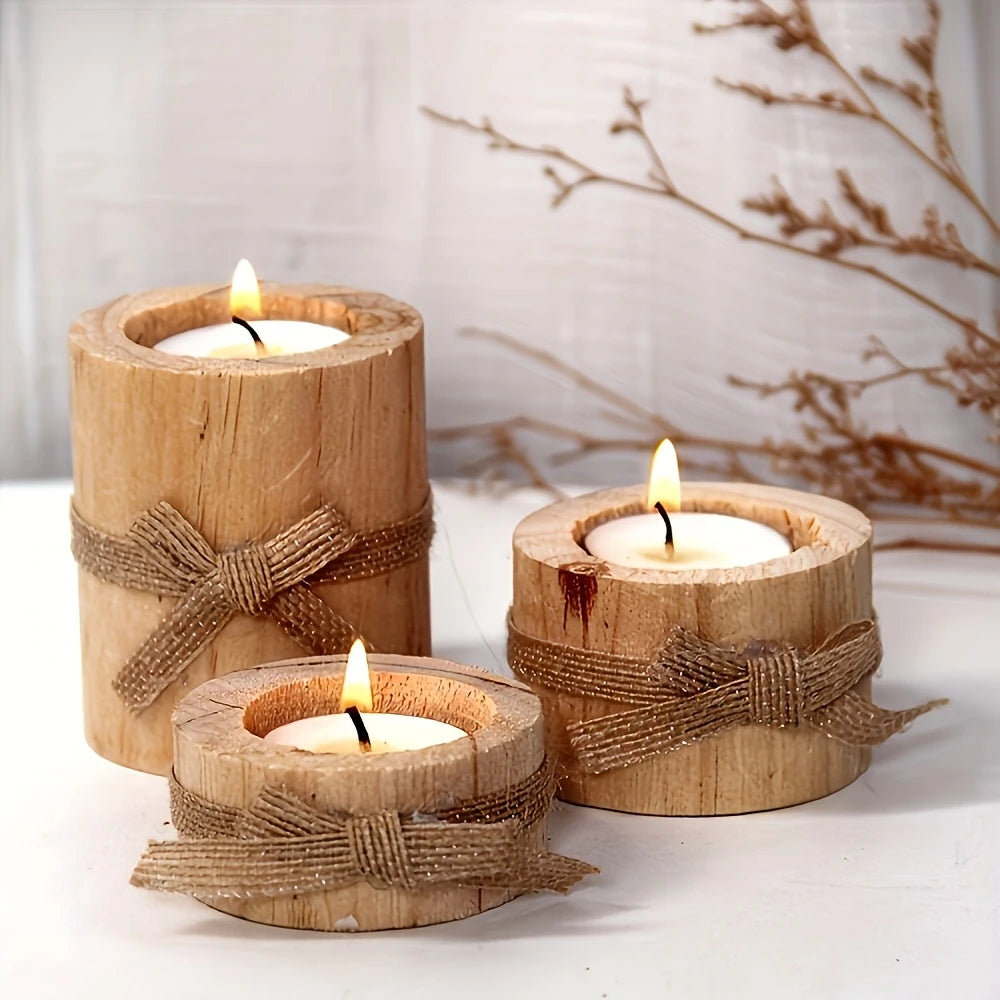 3pcs Wooden Candle Holder / Flowerpot Set