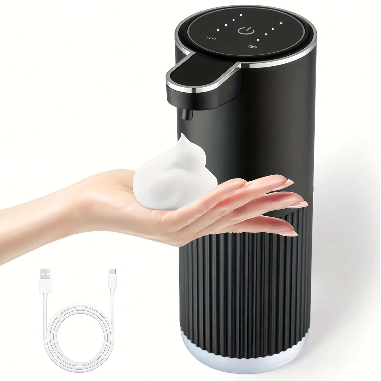 USB Rechargeable Touchless Soap Dispenser, 380ml Capacity | Electric Wall-Mounted 4-Level Adjustable Pump for Bathroom