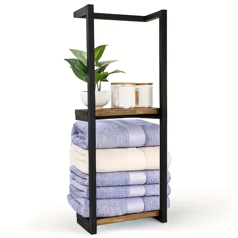 Rustic 2-Tier Wall-Mounted Towel Rack – Elegant &amp; Functional Bathroom Storage  Add charm and organisati