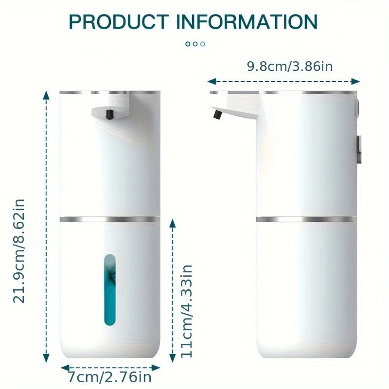 USB Rechargeable Touchless Soap Dispenser, 380ml Capacity | Electric Wall-Mounted 4-Level Adjustable Pump for Bathroom