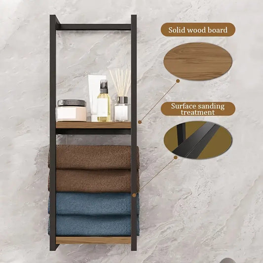 Rustic 2-Tier Wall-Mounted Towel Rack – Elegant &amp; Functional Bathroom Storage  Add charm and organisati