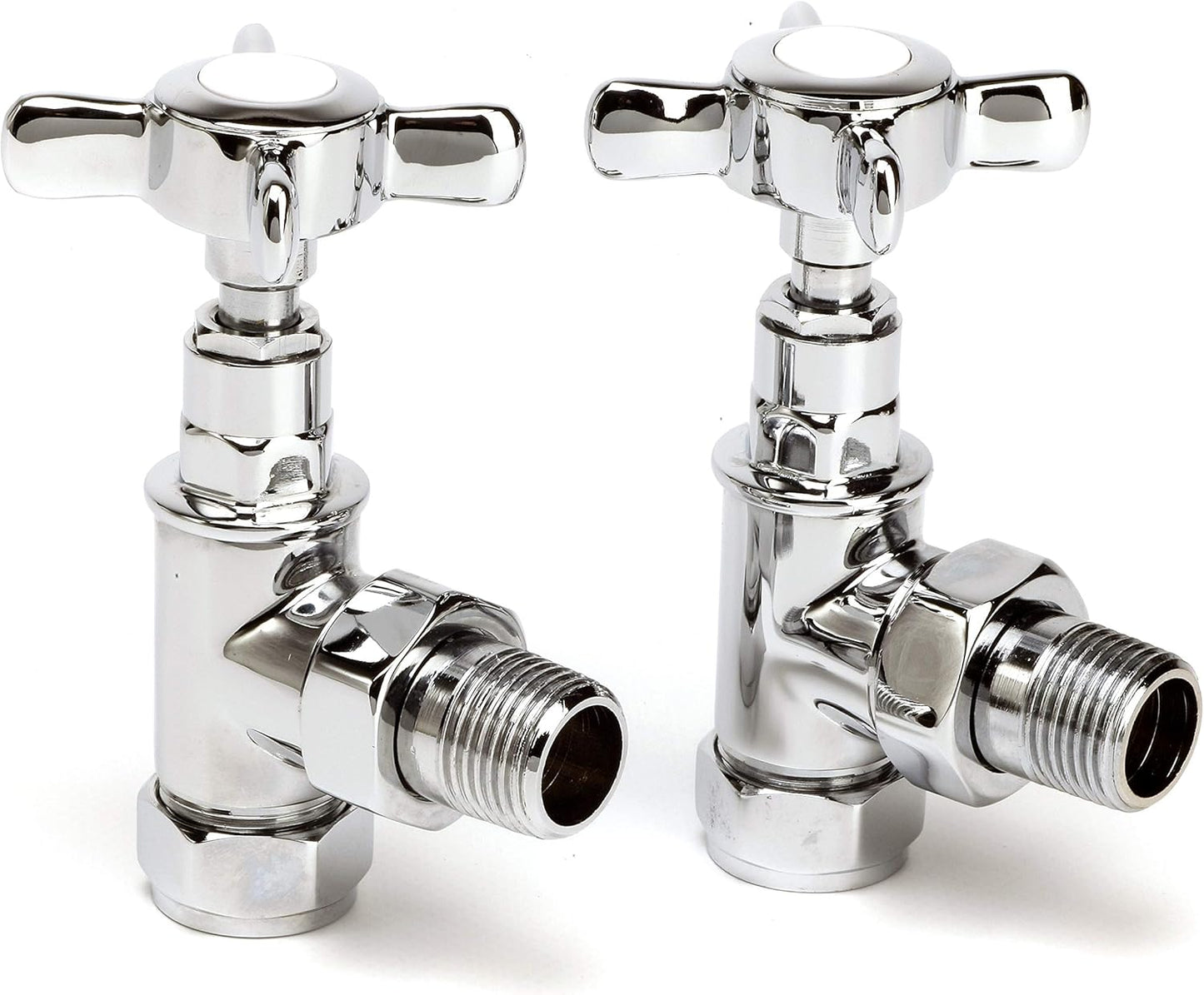 Traditional Chrome Angled Radiator & Towel Rail Valves Central Heating and Column radiators