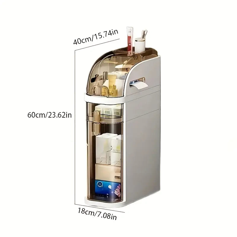 Narrow 1pc Bathroom Storage Cabinet with 3/4 Layers | Drawer-Style Plastic Shower Organizer, Painted Surface | Ideal for Small Spaces in Living Rooms, Bathrooms & Kitchens