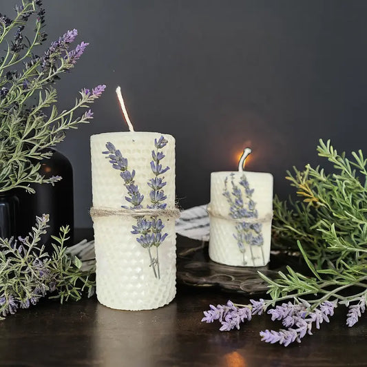 2pcs Lavender Scented Beeswax Candle Set