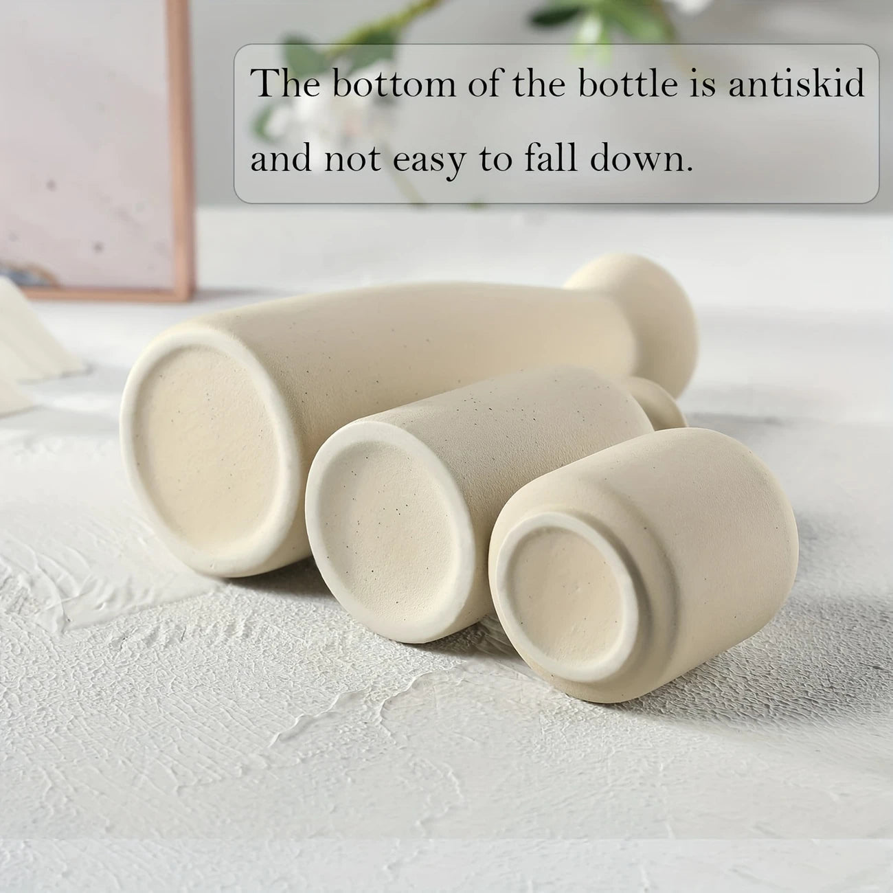 3pcs Beige Ceramic Vase Set