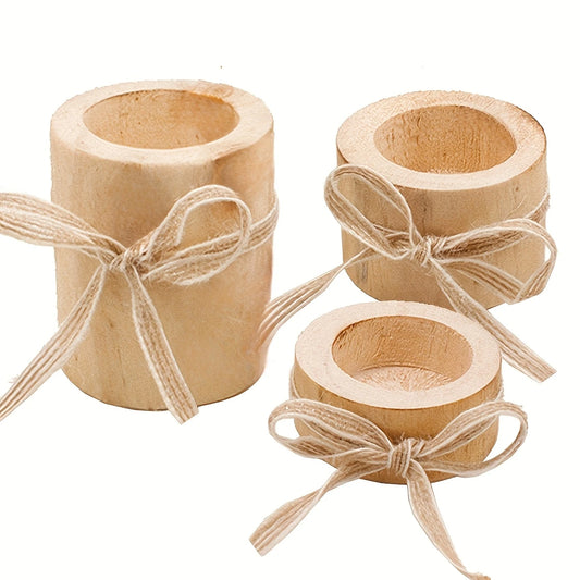 3pcs Wooden Candle Holder / Flowerpot Set